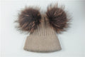 Paris-chapeau chapeau d'hiver Marron Bonnet double pompons