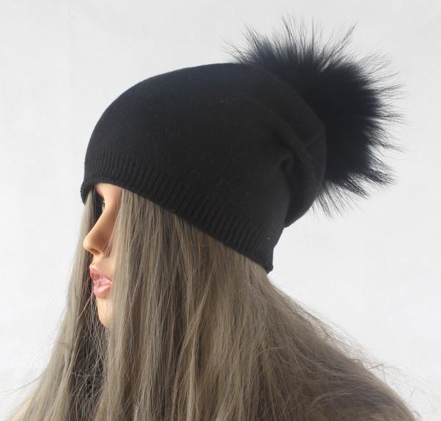Paris-Chapeau chapeau d'hiver Noir 2 Bonnet Femme Tricoté en Laine