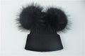 Paris-chapeau chapeau d'hiver Noir Bonnet double pompons