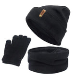 Paris-chapeau chapeau d'hiver Noir Ensemble 3 pièces classique