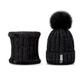 Paris-chapeau chapeau d'hiver Noir Ensemble Fashion bonnet & collier en laine