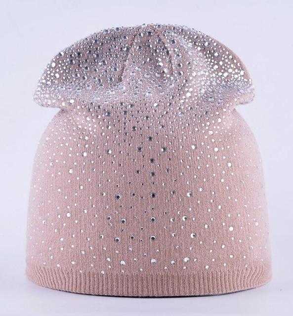 Paris-chapeau chapeau d'hiver Rose Bonnet en laine avec des strass très joli