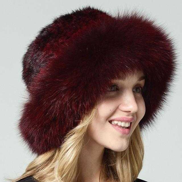 Paris-Chapeau chapeau d'hiver Rouge / 56-58cm Chapeau en fourrure de vison naturel