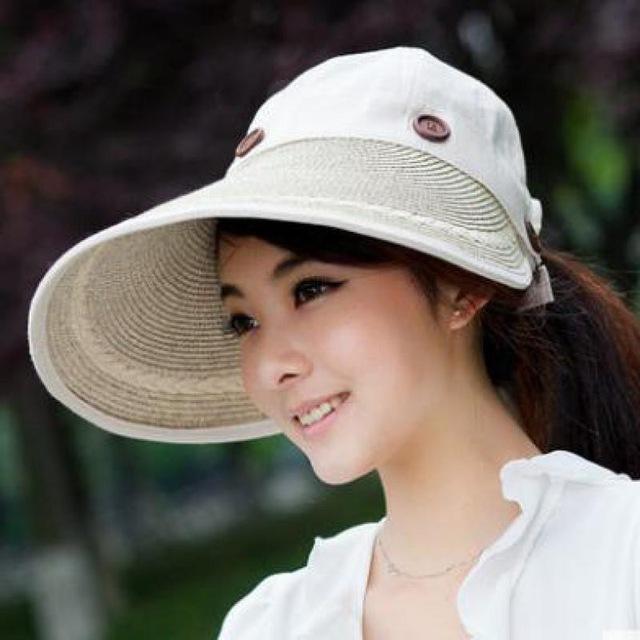 Paris-chapeau chapeau de paille Beige Chapeau visière large en paille