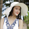 Paris-Chapeau chapeau de paille Blanc 2 Chapeau Pliable D'été UV Protéger