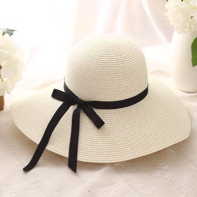 Paris-Chapeau chapeau de paille Blanc Chapeau de paille bord large pliable protection UV