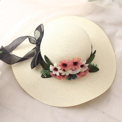Paris-Chapeau chapeau de paille Blanc Chapeau de paille floral