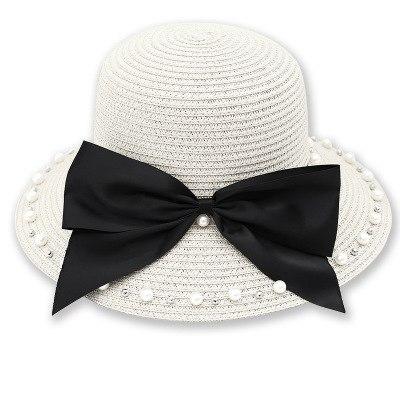 Paris-Chapeau chapeau de paille Blanc / enfant Chapeau de soleil avec protection solaire Femme et enfant