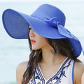 Paris-Chapeau chapeau de paille Bleu 2 Chapeau Pliable D'été UV Protéger