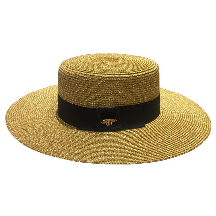 Paris-Chapeau chapeau de paille chapeau de paille d'été Style rétro or tressé