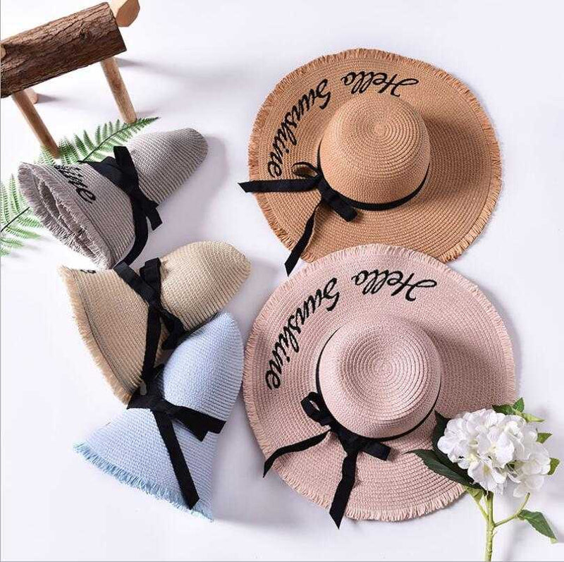 Paris-Chapeau chapeau de paille Chapeau de paille lettre Brodée et Large Bord
