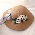 Paris-Chapeau chapeau de paille Khaki Chapeau de paille floral