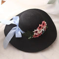 Paris-Chapeau chapeau de paille Noir Chapeau de paille floral