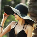 Paris-Chapeau chapeau de paille Noir Chapeau de Soleil Paille À Larges Bords Pliable Fashion