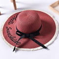 Paris-Chapeau chapeau de paille Rouge / 55-58cm Chapeau de paille lettre Brodée et Large Bord