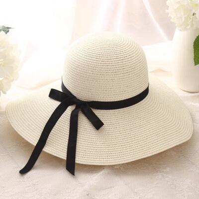 Paris-Chapeau chapeau en paille Blanc Chapeau de paille d'été à large bord  UV protection