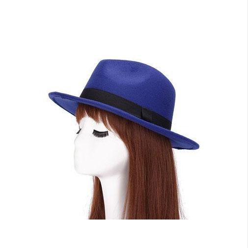 Paris-chapeau fédora Bleu Chapeau Fedora pure laine et imperméable