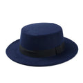 Paris-chapeau fédora Bleu foncé Chapeau plat a bord large
