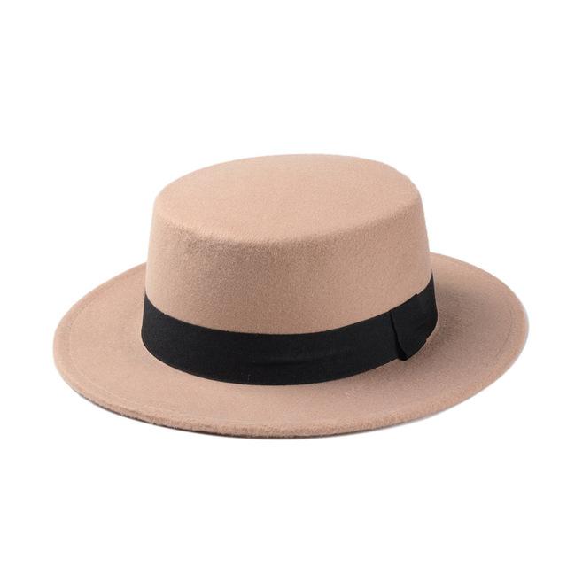 Paris-chapeau fédora Khaki Chapeau plat a bord large