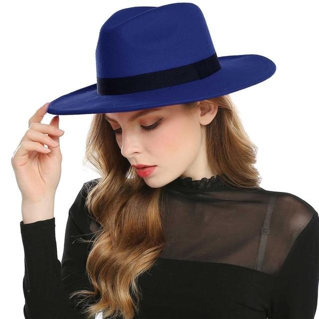 Paris-Chapeau fédora Royal Bleu Chapeau en feutre de laine vintage