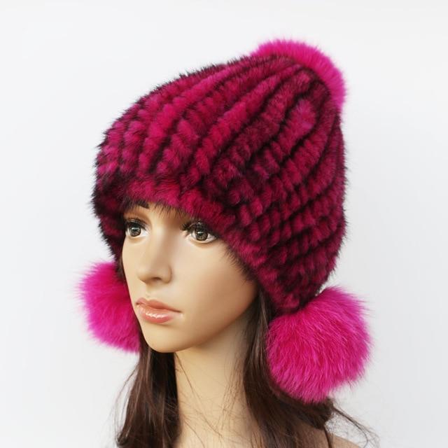 Paris-Chapeau. PSM GROUP.LLC  chapeau d'hiver 10 Chapeau Hiver fourrure de vison en tricot