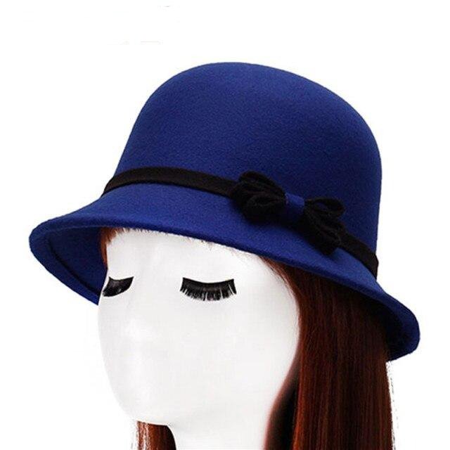 Paris-chapeau Vintage Bleu Chapeau Fedora orné d'un nœud