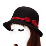 Paris-chapeau Vintage Noir Chapeau Fedora orné d'un nœud