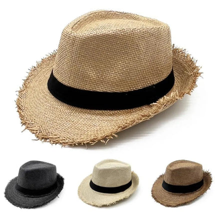 Trilby en paille avec ruban - Marine - M (56 - 58cm) | La boutique du chapeau