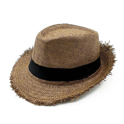Trilby en paille avec ruban - Café - M (56 - 58cm) | La boutique du chapeau
