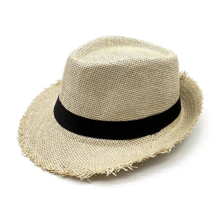 Trilby en paille avec ruban - Beige - M (56 - 58cm) | La boutique du chapeau