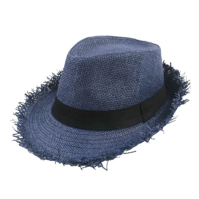 Trilby en paille avec ruban - Marine - M (56 - 58cm) | La boutique du chapeau