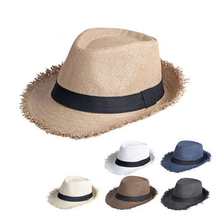 Trilby en paille avec ruban - Marine - M (56 - 58cm) | La boutique du chapeau