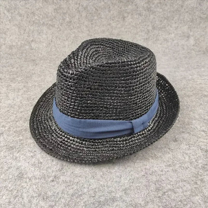 Trilby en paille pour l'été - Noir - M (56 - 58cm) | La boutique du chapeau