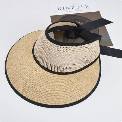 Visière de plage pliable à large bord - Beige - Ajustable (du 54 au 59) | La boutique du chapeau