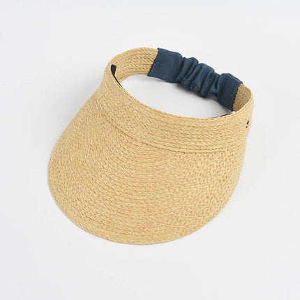 Visière large en paille - Bleu - Ajustable (du 54 au 59) | La boutique du chapeau