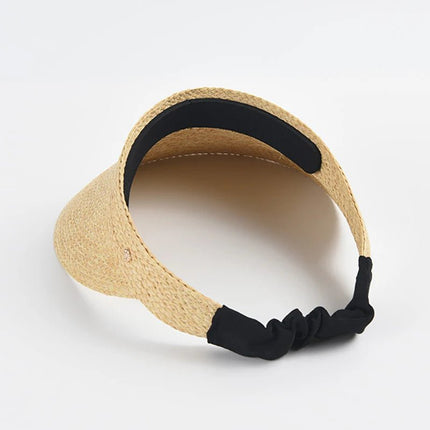 Visière large en paille - Noir - Ajustable (du 54 au 59) | La boutique du chapeau