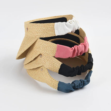 Visière large en paille - Noir - Ajustable (du 54 au 59) | La boutique du chapeau