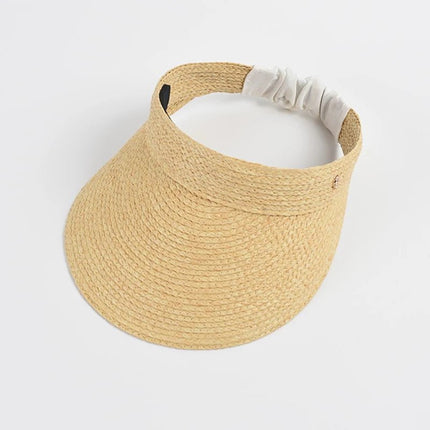 Visière large en paille - Blanc - Ajustable (du 54 au 59) | La boutique du chapeau