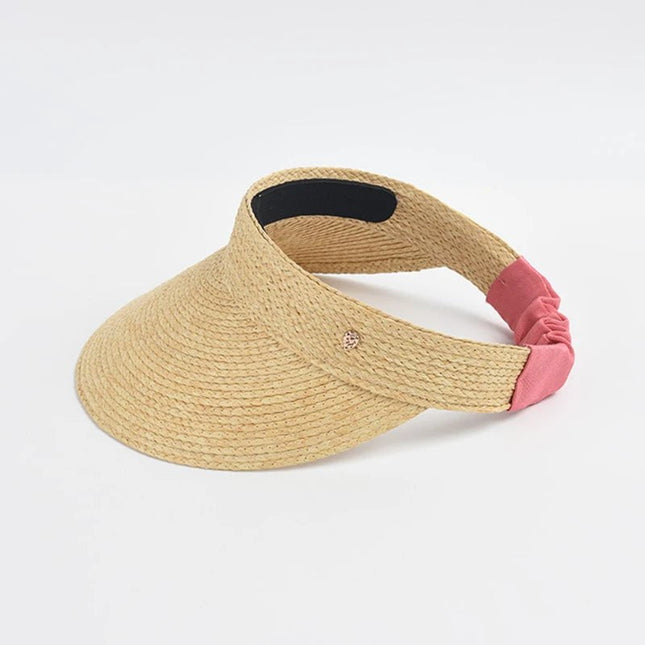 Visière large en paille - Noir - Ajustable (du 54 au 59) | La boutique du chapeau