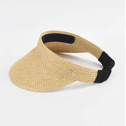 Visière large en paille - Noir - Ajustable (du 54 au 59) | La boutique du chapeau